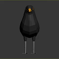Low Poly Black Bird With Yellow Beak Eyes And White Legs On Dark Background