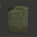 Rustic Metal Jerry Can With 20L Capacity NF28 Label On Weathered Surface