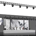 Fashion Runway Show with Bright Stage Lights Large Screen Models Live Band and Audience
