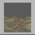 Modern Background Wall With Gray Surface And Gold Mountain Cloud Striped Art Design 3d model