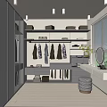 Modern Walk-in Closet Design Featuring Open Shelves Hanging Rods Storage Cabinets And Full Length Mirror