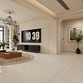 Cozy Cream Tone Living Dining Room With Green Velvet Sofa And Vintage Chandelier Design