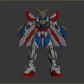 Vibrant Mecha Robot Character Featuring Blue Red Yellow White Armor And Mechanical Wings