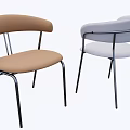 Modern Upholstered Dining Chairs With Brown And Light Gray Color Black Metal Frame Curved Backrest