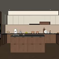 Modern Kitchen Interior Design Featuring Wooden Island Counter White Cabinets And Appliances