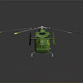Green Eurocopter MEG13 Helicopter 3D Model With Rotors For Aerospace Missions Support