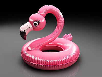 Pink Flamingo Shaped Inflatable Play Equipment For Kids Summer Pool Fun 3d model