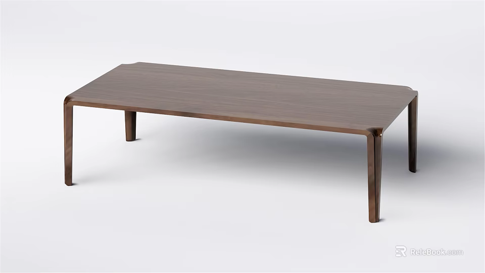 Modern Minimalist Wooden Coffee Table With Rectangular Top And Clean Lines 3d model