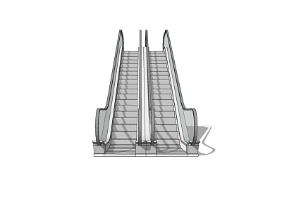 Dual Direction Escalator Structure With Moving Steps And Safety Handrails 3d model