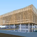 Modern Industrial Park Architectural Design With Unique Grid Facade And Reflective Pool 3d model