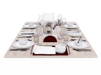 Modern minimalist tableware decoration combination 3d model