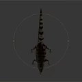 3D Crocodile Model With Open Mouth Shiny Dark Skin Lying On Dark Surface