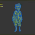 3D Biological Character Standing With Aviator Hat Goggles Orange Coat And Red Armband