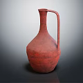Rustic Red Terracotta Pitcher With Long Handle And Textured Surface On Dark Background 3d model
