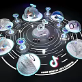 2025 Coachella Live Stream Futuristic Spherical Structures Circular Tracks Neon Lights Virtual Stage
