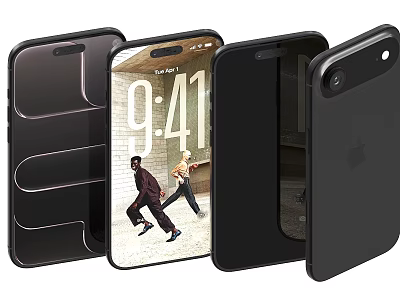 Apple iPhone Smartphones Showcasing Multiple Angles With Front Rear And Side Views 3d model
