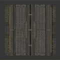 Futuristic Metallic Ground Paneled Surface With Grid Grooves And Textured Design