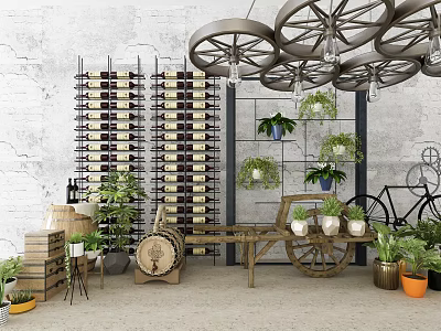 Industrial LOFT Wine Rack Plant 3d model