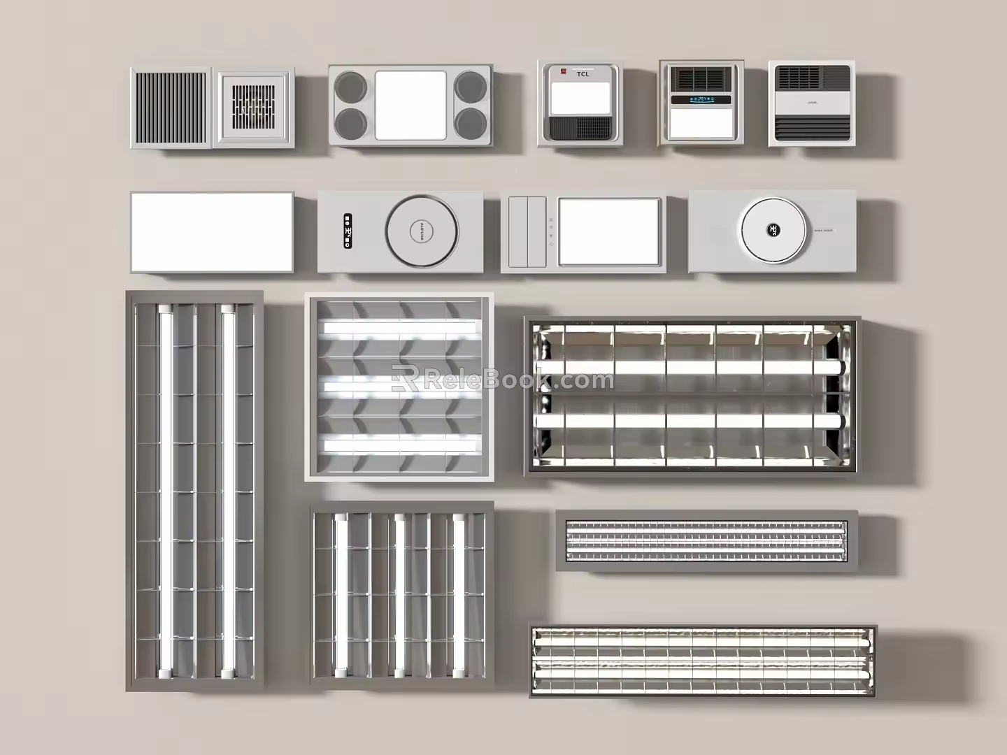 Modern Grille Lamp Embedded Grille Lamp Tube 3d model