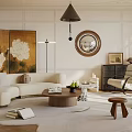 Elegant Modern Living Room Interior With Beige Sofa Round Coffee Table And Decorative Elements