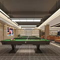 Modern Billiards Room With Pool Table And Ambient Light 3d model
