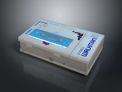 Vintage SONY Audio Cassette Tape With Studio Label And Blue Design 3d model