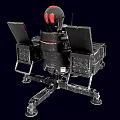 Black Industrial Mechanical Structure With Red Top Component Metal Stands And Panels