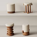 Middle Style Shoe Changing Stool Low Stool 3d model