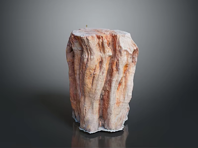 Rustic Wood And Stone Stump Shaped Decorative Base With Natural Texture And Earthy Tones 3d model