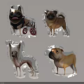 Cute Inflatable Dog Models With Various Breeds And Unique Decorative Designs 3d model