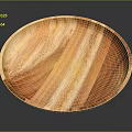 Oval Wooden Tray With Natural Brown Wood Grain And Smooth Surface