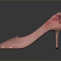 Pink Perforated High Heel Shoes With Stiletto Heel And Striped Sole