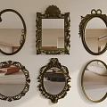 Vintage Decorative Wall Mounted Mirrors With Ornate Frames And Various Shapes 3d model