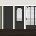 Stylish Black Sliding Doors With Glass Grid Design For Modern Home Interior