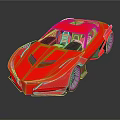 Red Sports Car Featuring Sleek Aerodynamic Design Blue Windows And Alloy Wheels