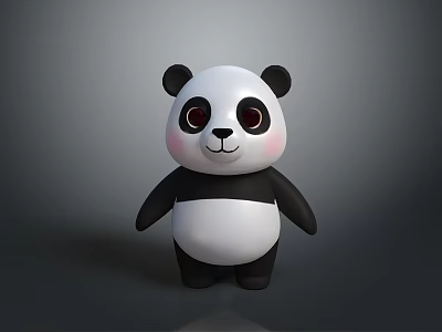 Cute Cartoon Panda Game Movie Character With Black White Fur And Red Cheeks 3d model