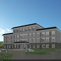 Modern Multi Storey Residential Building With Large Windows Landscaped Gardens And Parking Area