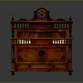 Classical Wooden Bed With Carved Headboard Footboard And Beige Bedding Pillows