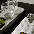 Simple Tableware Set With Glasses Tray Cutlery Napkin Package And Lime