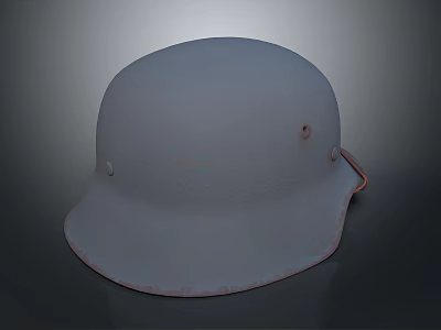 White Military Helmet With Worn Texture Rusted Edge And Bullet Hole 3d model
