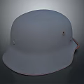 White Military Helmet With Worn Texture Rusted Edge And Bullet Hole