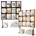 Organized Wooden Bookcase With Multiple Shelves Books Magazines Folders And Stationery