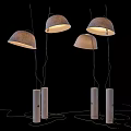 Four Modern Minimalist Table Lamps With Gray Shades And White Cylindrical Bases