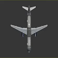 Modern White Passenger Airplane with Twin Engines Main Wings and Blue Red Tail Fin