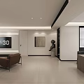Modern Living Dining Room Interior With Black Sofa White Chair Coffee Table And Feather Art