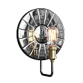 Vintage Round Wall Lamp With Brass Base Glass Shade And Edison Bulb Design