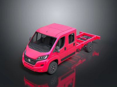 Pink Commercial Truck With Cab And Open Flatbed For Transport 3d model