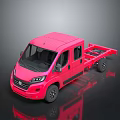 Pink Commercial Truck With Cab And Open Flatbed For Transport