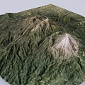 3D Rendered Mountain Landscape With Lush Green Vegetation And White Snowy Peak