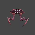 Red Multi Legged Sci Fi Mechanical Creature Character With Round White Dots